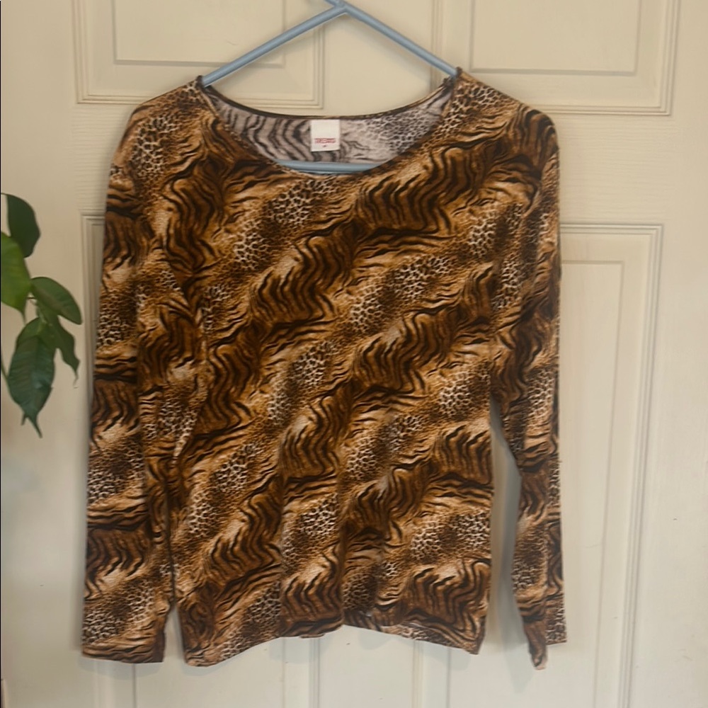 Trews Animal Print Long Sleeve Top 95% viscose top made in Turkey